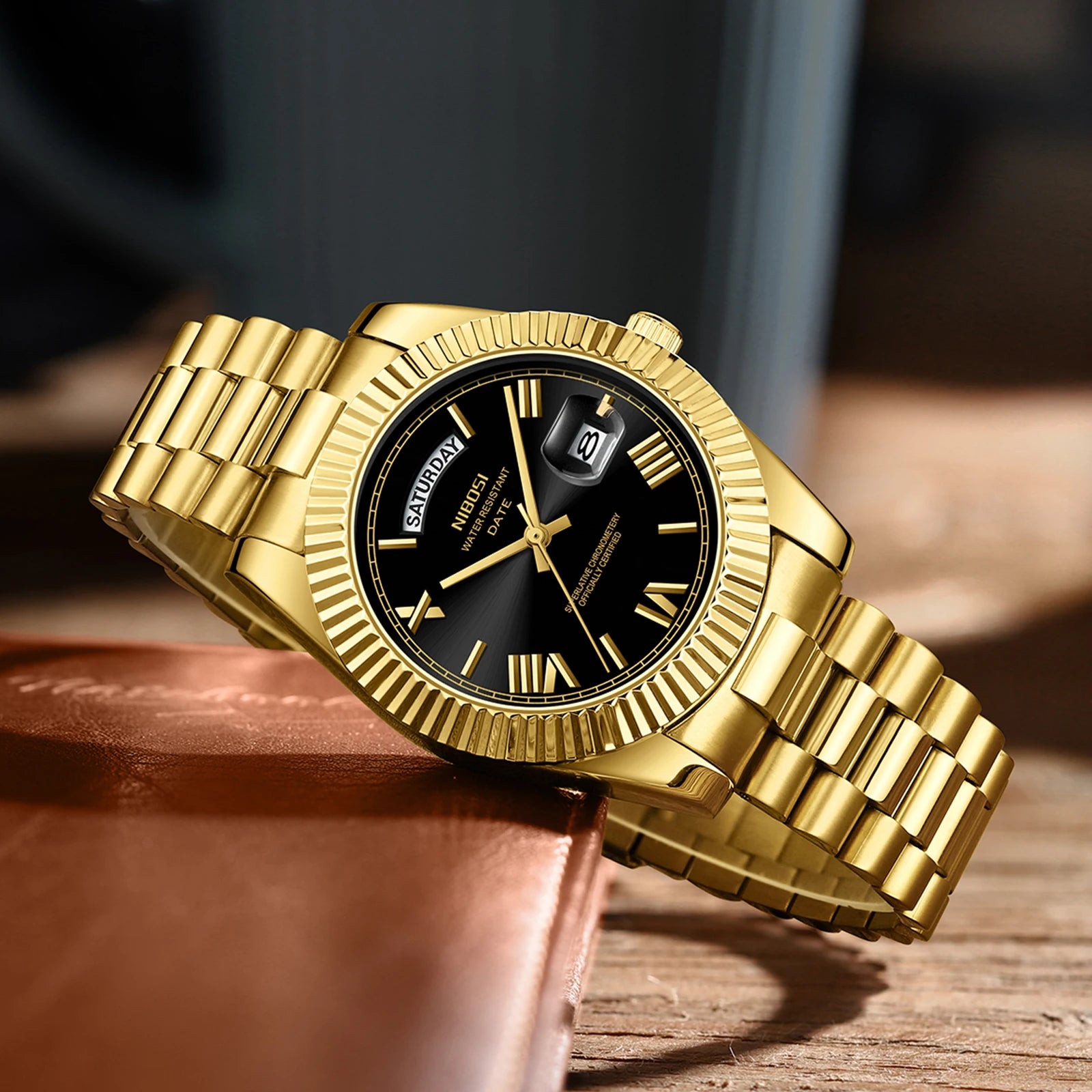 NIBOSI 2628 Klassische Herrenuhr – Massiver Edelstahl