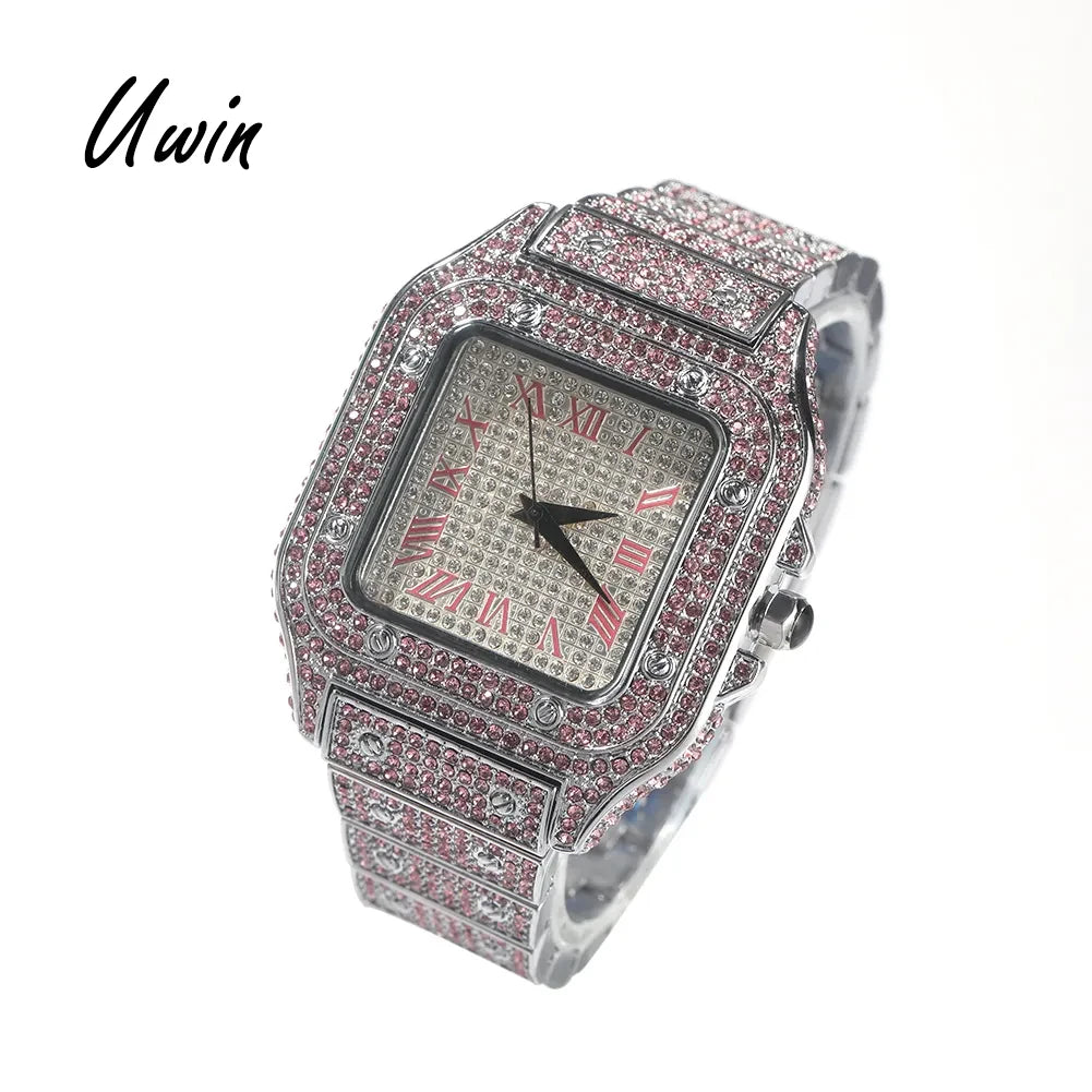 UWIN Iced Out Damenuhr – Kristall Luxusuhr Y2K Style