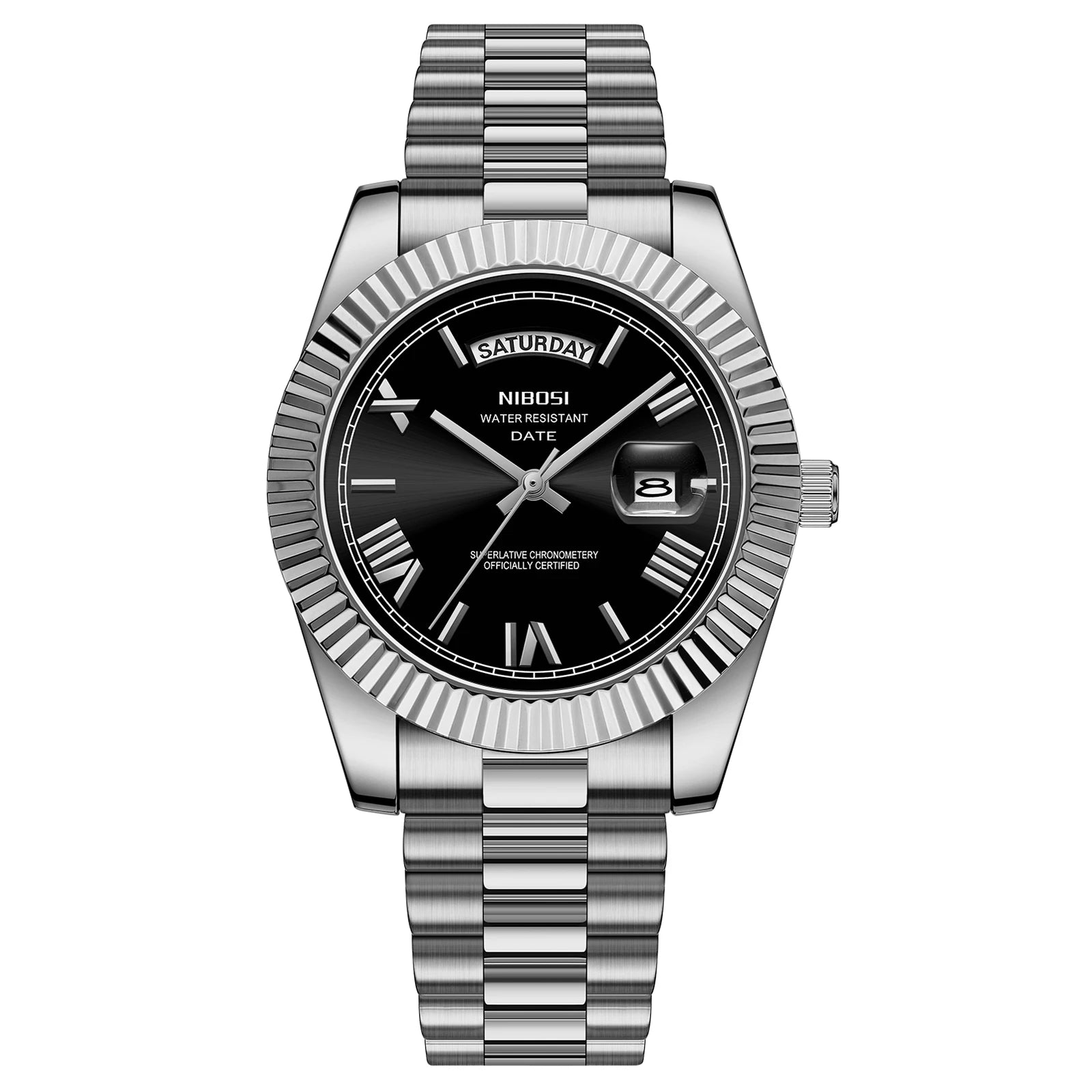 NIBOSI 2628 Klassische Herrenuhr – Massiver Edelstahl