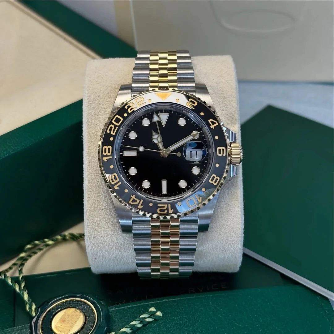 Designer Luxusuhr Herren – Saphirglas 904L Gold Automatik