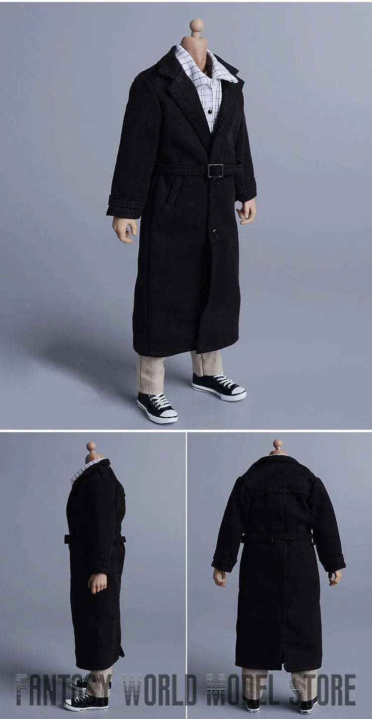 ATS 1/12 Scale Trendy Male Soldier Clothing Military Uniform British Long Trench Coat 3 Colors Fit 6'' Action Figure Body Doll
