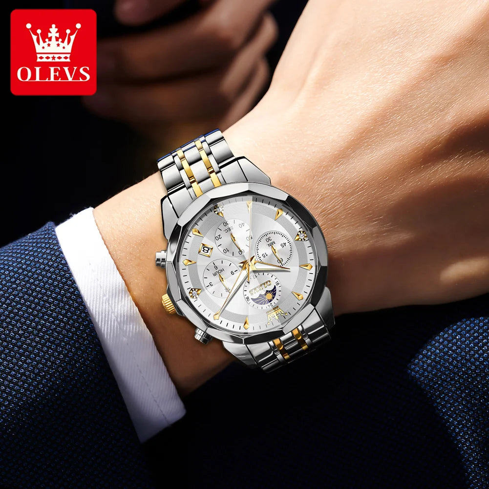 OLEVS Mondphase Chronograph – Prism Mirror Quarzuhr