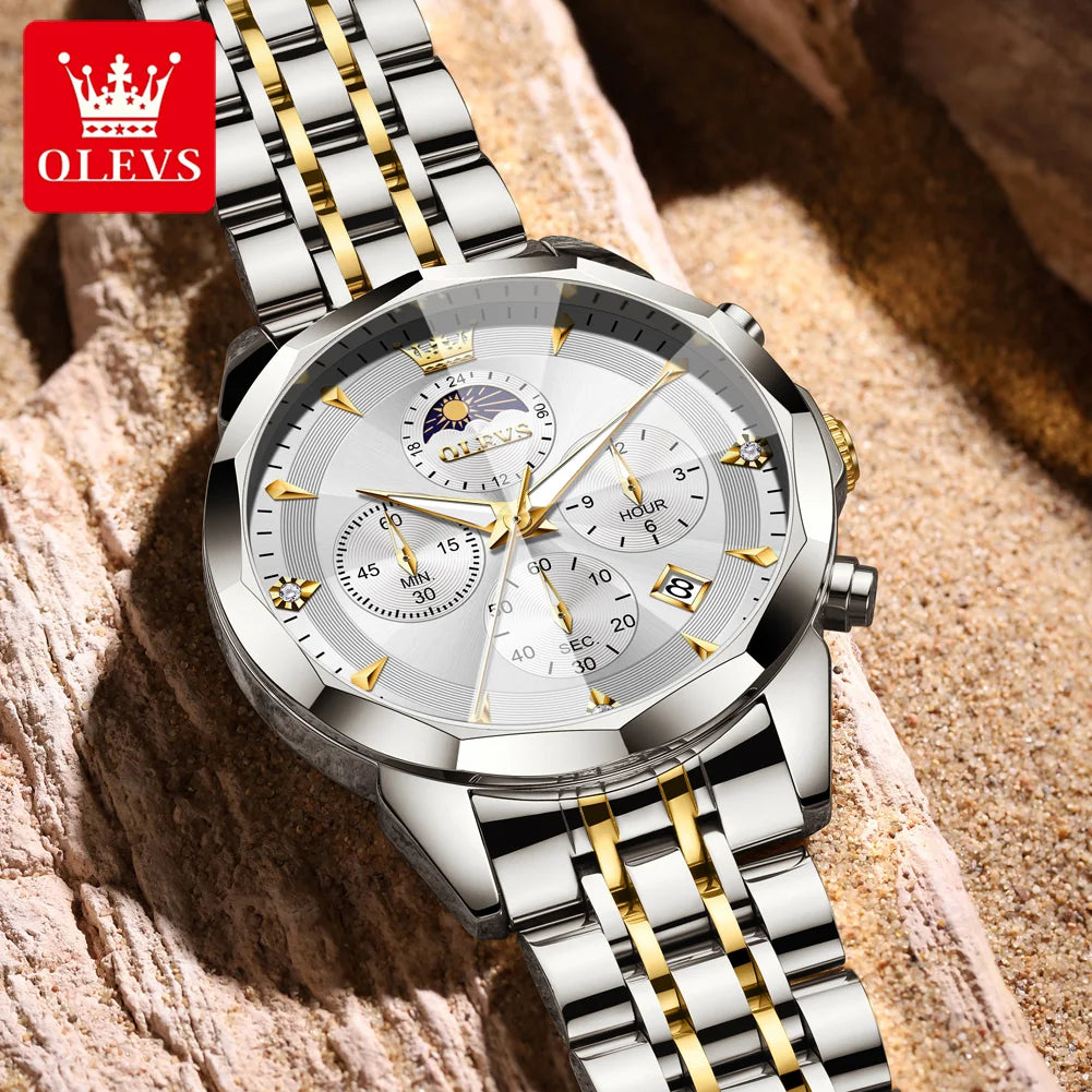 OLEVS Mondphase Chronograph – Prism Mirror Quarzuhr