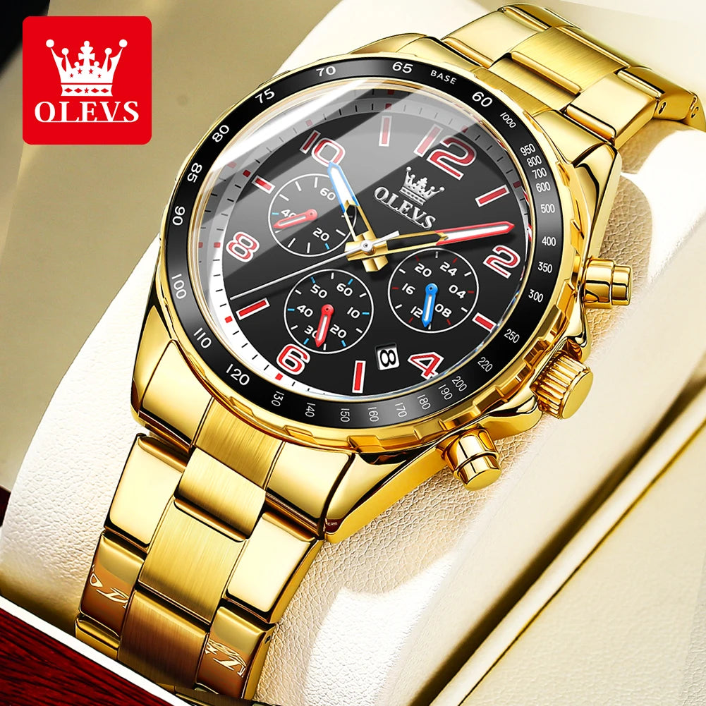 OLEVS ATY714 Chronograph Herrenuhr – Edelstahl mit Geschenkbox