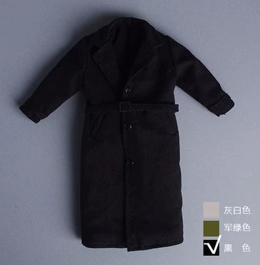 ATS 1/12 Scale Trendy Male Soldier Clothing Military Uniform British Long Trench Coat 3 Colors Fit 6'' Action Figure Body Doll