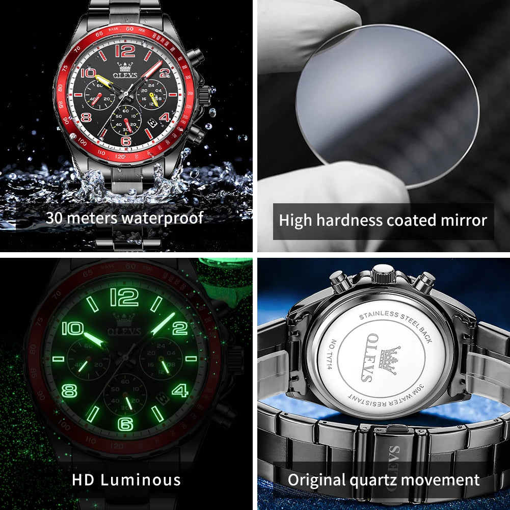 OLEVS ATY714 Chronograph Herrenuhr – Edelstahl mit Geschenkbox